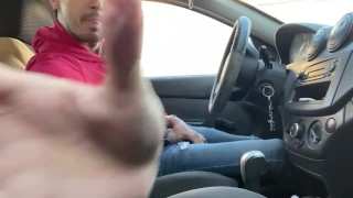 Gay Cum Gay Jerking Off In The Car Before Work Risky