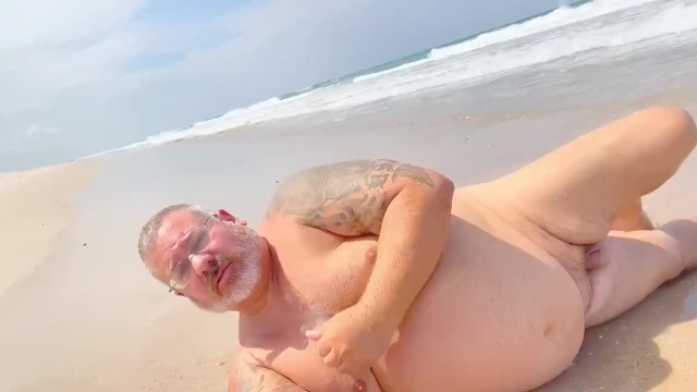 Old Fat Grey Haired Man has Naked Day and Cums Big at the Beach ...