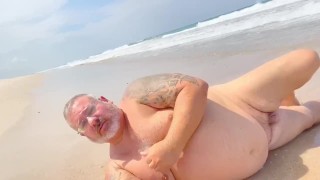 Nude Beach An Elderly Man With Grey Hair Has A Naked Day And Cums Heavily At The Beach