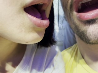 Really Sloppy French Tongue Kissing with_my cute Girlfriend Close up 4K