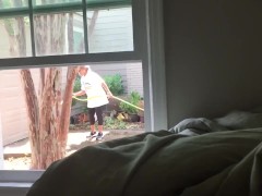 Jerking off in front of window while neighbor is outside pt 3
