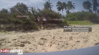 Beach Cuckold Watches His Horny Wife Kriss Hotwife Get Fucked On The Busy