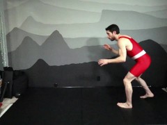 Wrestling with Calvin narrated story with footage of wrestling practice and jerk off