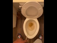 POV young male peeing in the toilet 