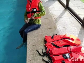 Clothed Life Jacket Comparison In Pool