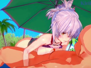 Matsuri Kazamaki and an old man have_intense sex on_the beach. - Ayakashi Triangle Hentai