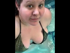 Watch my big perfect boobs jiggle in a gold bikini