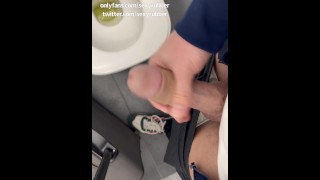 curious boy gets horny at the airport and jerks off in the toilet