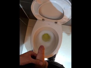 Horny Man Piss In The Public Toilet Of Shopping Mall And Play With Dick 4K