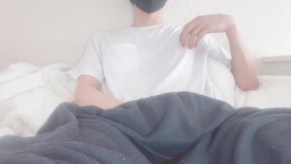 Cute Frontal Masturbation While Playing With A Man's Nipples With A Large Dick