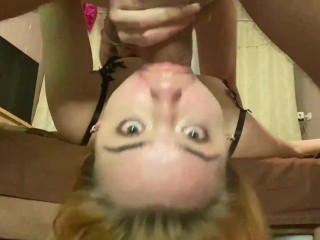 Upside_down face fucking and rimjob_with a redhead slut