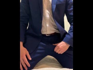 Mr. Lovegrooves Takes His Suit Off And Strokes Until He Cums