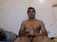 His hard cock dancing inside his friend's pussy while other men watching in room