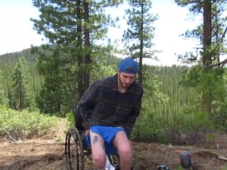 Guy in wheelchair solo camping and_horny