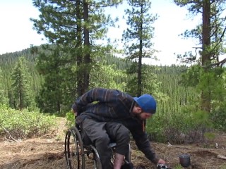 Guy_in wheelchair solo camping and horny