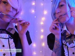 SFW ASMR - Rem and Ram Tease Your Ears - PASTEL ROSIE Wet Nibbling Mouth Sounds - Cosplay Roleplay