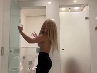 Wild Dancing in the Shower. While MyGirlfriend Was Bathing_i Fucked_Her Through the Door