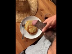 Cumming on my friends pancakes
