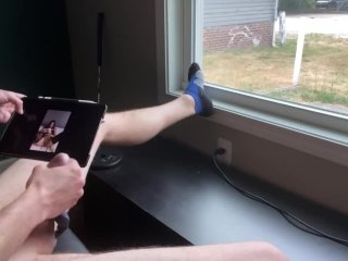 Watching Baby Play_with Her Pussy for Daddy_in Front of An Open Window_CAUGHT HUGE Cumshot
