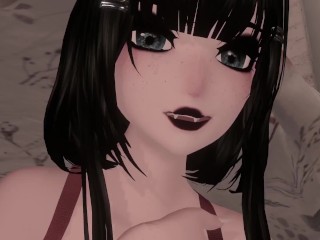 Sweet Romantic kiss and cuddle VRVirtual Goth GF comforts you during thunderstorm viewer POV