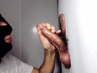 Male With Hairy Cock Returns To Gloryhole After Leaving Work