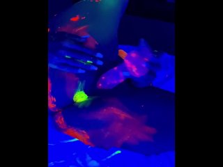 Blacklight Fun - I Make Him Watch Me Fuck Myself With My Dildo Then I Let Him Fuck Me