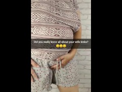 Looks like your pregnant big boobed hotwife have a secret kinks! - Snapchat Cuckold Captions