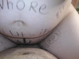 8-Month pregnant hotwife covered_in dirty body writing_femdom ride her hubby until creampie!