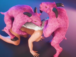 Romantic double penetration from_furry monsters, Shei got a squirting orgasm