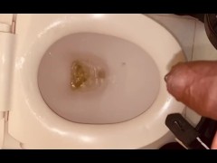 Uncut hot dick clear pissing in public restroom on commode seat allover watch me @Burdi69