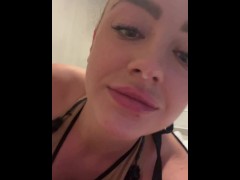 Selfie POV - Hotel Blowjob - With Facial Cumshot and swallowing the excess