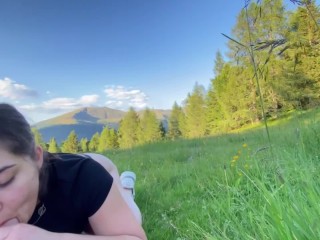 We went on a trip and we wanted to have some FUN Blow job with a_great view and CUM INSDE MY PUSSY