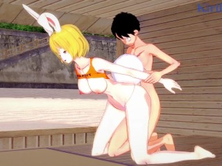 Carrot and Monkey D. Luffy have intense sex on the beach. - One Piece Hentai