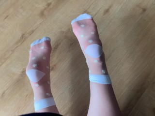 Showing my_feet in new Sexy White Nylon Socks - amateur_foot fetish