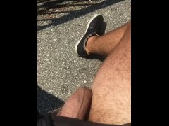 Gay twink jerking off on a public bench... almost got caught!