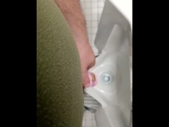 Pissing in mall mens room while sissy caged