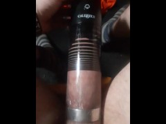 pumping dick with big metal cock ring on