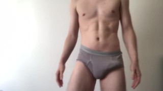 Abs Twink In Booty Shorts Has An Enormous Cumshot