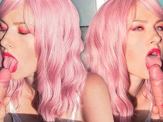 Gentle Blowjob And Cum Play From Beauty With Pink Hair And Juicy Lips