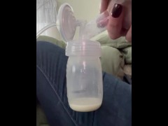 PUMPING my BREASTMILK. Spraying some hard you can hear it! 
