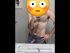 Flexing My Hard Cock in the Mirror 