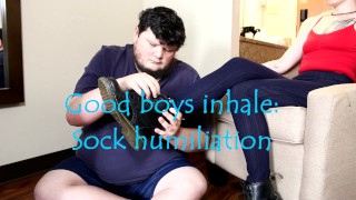 Femdom Sock Humiliation TEASER CLIP Good Boys Inhale