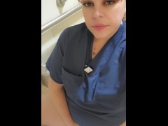 Naughty BBW strips down to cum in toilet while working
