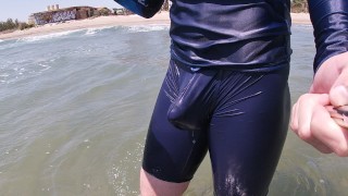 Lycra Surfer Stands Tall In His Lycra For The Enjoyment Of Onlookers