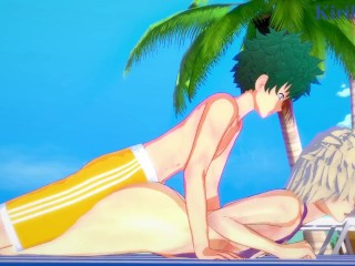 Mitsuki Bakugo and Izuku Midoriya haveintense sex on the beach. - MyHero Academia Hentai