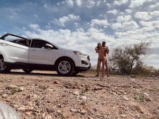 Almost Caught Having Rough Sex in the Desert Next to the Road