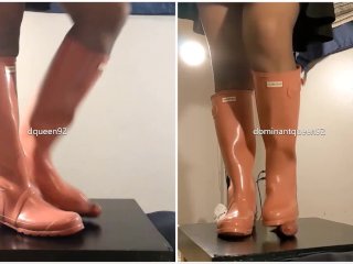 Amateur Rough Bootjob_in Pink Hunter_Boots 2 with Post Orgasm Torture