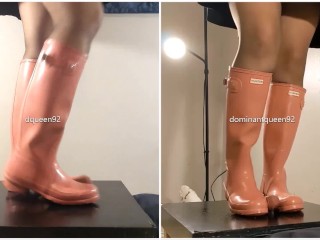 Amateur Rough Bootjob in Pink Hunter Boots 2 with Post_Orgasm Torture