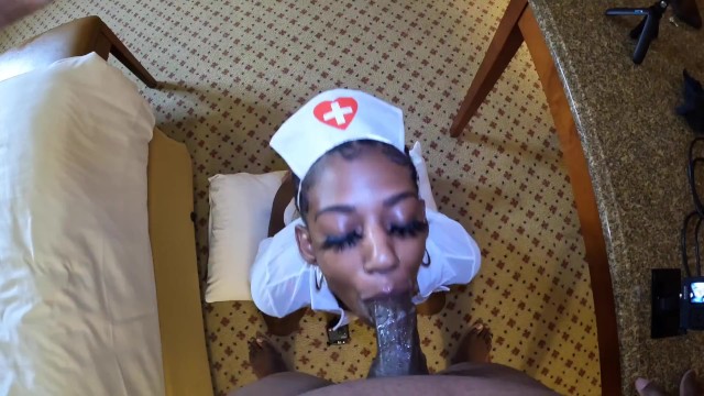 Haitian Nurse Porn - Petite Ebony Nurse Santana Knew how to make BBC Feel Better. Sloppy  Blowjob!!! - Pornhub.com