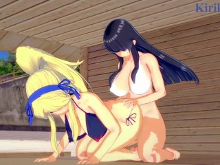Katsuragi and Ikaruga have intense futanari sex on the beach. - SenranKagura Hentai